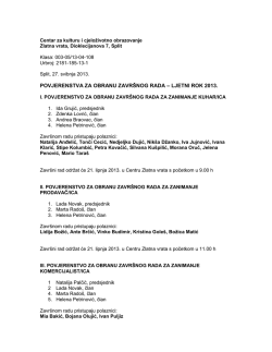 Povjerenstva za obranu zavr&scaron;nog rada &ndash; Ljetni rok 2013.