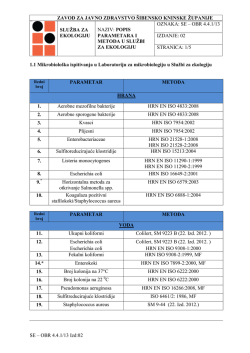 Popis parametara i metoda u Službi za ekologiju