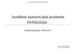 Izvedbeni nastavni plan predmeta PATOLOGIJA