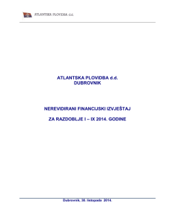 FI AP za razdoblje I-IX 2014. - Atlantska plovidba dd Dubrovnik