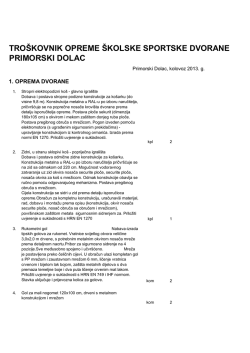 TROŠKOVNIK OPREME ŠKOLSKE SPORTSKE