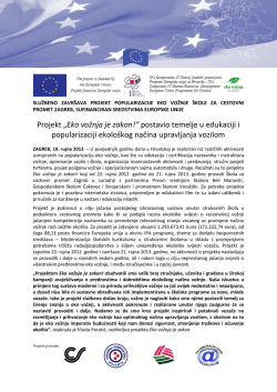 Projekt &bdquo;Eko vožnja je zakon!&ldquo; postavio temelje u edukaciji i
