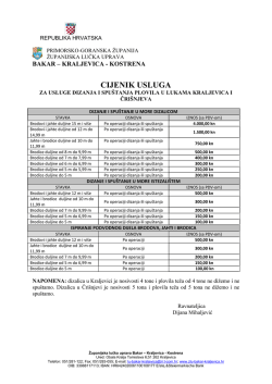 Cjenik usluga za usluge dizanja i spuštanja plovila u lukama