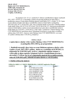 Odluka o upisu djece u dječje vrtiće i jaslice
