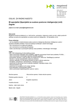 Oglas za radno mjesto Bi specijalist