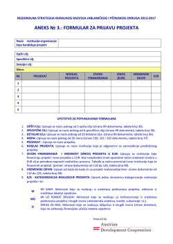 Formularu za prijavu projekta