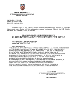 pravovaljanom kandidacijsku listu za izbor članica/članova