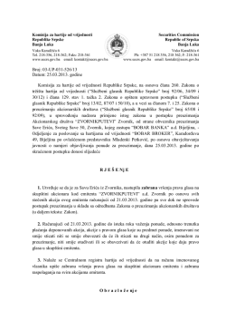 Број: 03-УП-031-206/05 - Komisija za hartije od vrijednosti