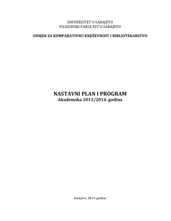 nastavni plan i program - Filozofski fakultet Univerziteta u Sarajevu