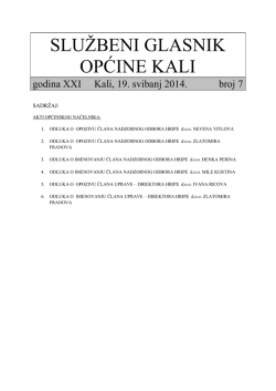 SLUŽBENI GLASNIK OPĆINE KALI