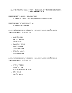 KANDIDATI STRANKE ZA BOSNU I HERCEGOVINU ZA OPĆE