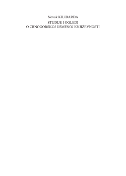 Novak KILIBARDA STUDIJE I OGLEDI O CRNOGORSKOJ