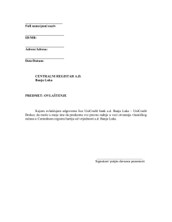 Full name/puni naziv ID/MB: Adress/Adresa: