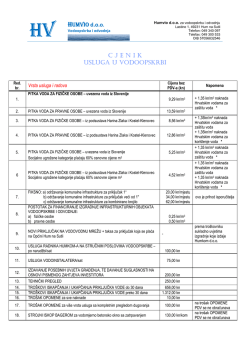 Cjenik usluga u vodoopskrbi