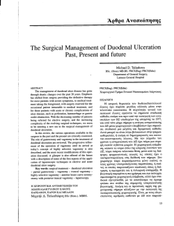 The Surgical Management of Duodenal Ulceration Past, Present