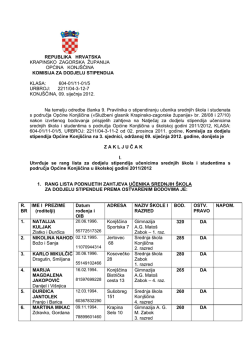 Zaključak komisije za dodjelu stipendije
