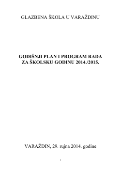 godi&scaron;nji plan i program rada &ndash; 2014 15