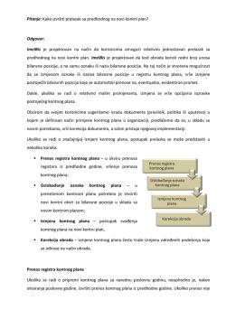 Kako izvr&scaron;iti prelazak sa predhodnog na novi kontni