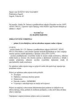 Dječji vrtić SUNČEV SJAJ NAZARET Podružnica Zagreb Zagreb