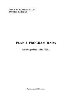 PLAN I PROGRAM RADA - Škola za klasični balet, Zagreb