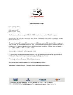cene najma i opšti uslovi - Rent Kamper