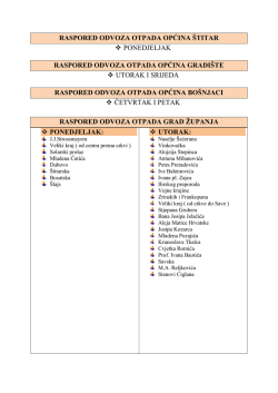 Raspored odvoza - Čistoća Županja doo