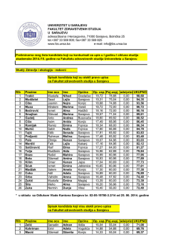 UNIVERZITET U SARAJEVU FAKULTET