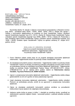 4. Odluku o izboru osobe kojoj će se povjeriti obavljanje komunalne