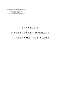 PRAVILNIK O PEDAGOSKIM MJERAMA I IZOSTANCIMA UCENIKA