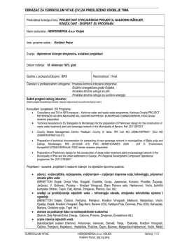 OBRAZAC ZA CURRICULUM VITAE (CV) ZA