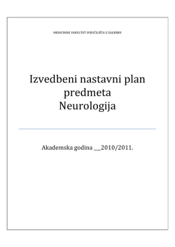 Izvedbeni nastavni plan predmeta Neurologija