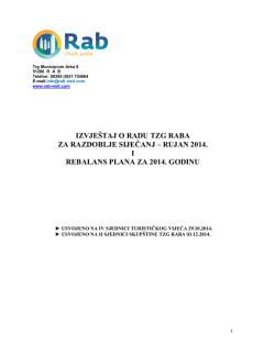 Izvje&scaron;će o radu TZG Raba za razdoblje siječanj