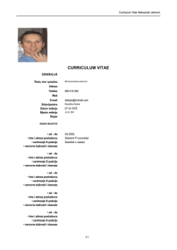 CURRICULUM VITAE - Slobomir P Univerzitet