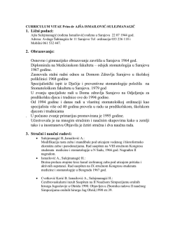 CURRICULUM VITAE Prim dr AJ&Scaron;A ISMAILOVIĆ