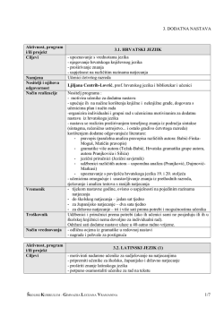 3. DODATNA NASTAVA 1/7 Aktivnost, program i/ili