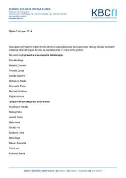KLINIČKI BOLNIČKI CENTAR RIJEKA Rijeka 3.listopad 2014