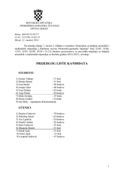 PRIJEDLOG LISTE KANDIDATA