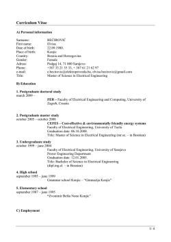 Curriculum Vitae - Sarajevo School of Science and Technology