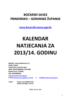 kalendar natjecanja sezona 2013-14