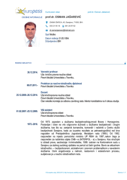 Europass CV - Univerzitet u Travniku