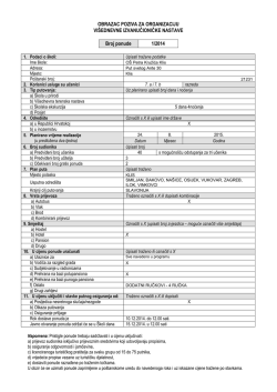 Poziv za organizaciju vi&scaron;ednevne izvanučioničke