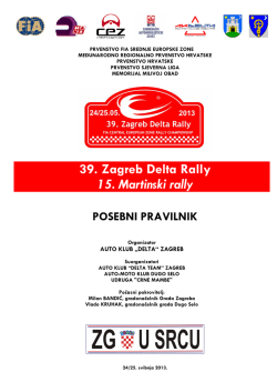 Posebni pravilnik - 39. Zagreb Delta Rally