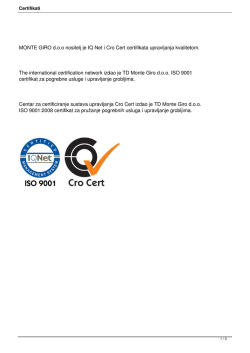 MONTE GIRO doo nositelj je IQ Net i Cro Cert certifikata upravljanja