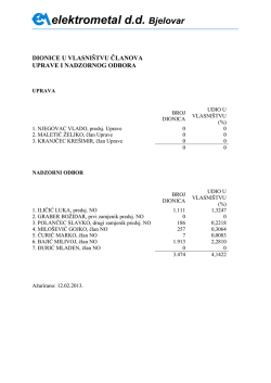 Dionice u vlasni&scaron;tvu članova Uprave i nadzornog