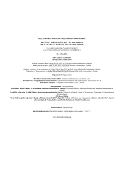 PRELIMINARNI PROGRAM / PRELIMINARY PROGRAMME