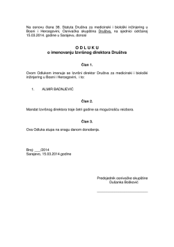 O D L U K U o imenovanju Izvr&scaron;nog direktora Dru&scaron;tva