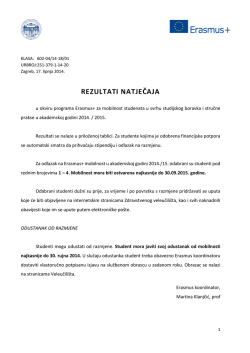 Rezultati natječaja u okviru programa Erasmus+ za 2014. godinu