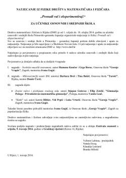 Rezultati natjecanja iz fizike 2014