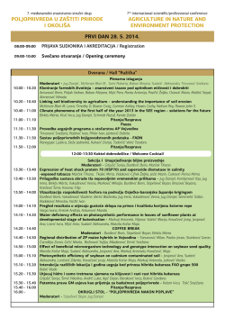 prvi dan 28. 5. 2014. poljoprivreda u za&scaron;titi prirode i okoli&scaron;a