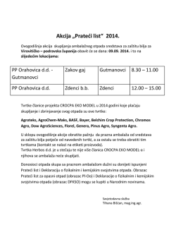 Akcija &bdquo;Prateći list&ldquo; 2014.